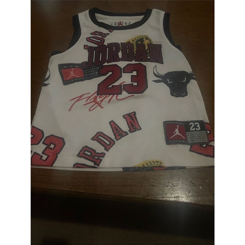 Jordan Kids White Tank Top with Red & Black Graphics